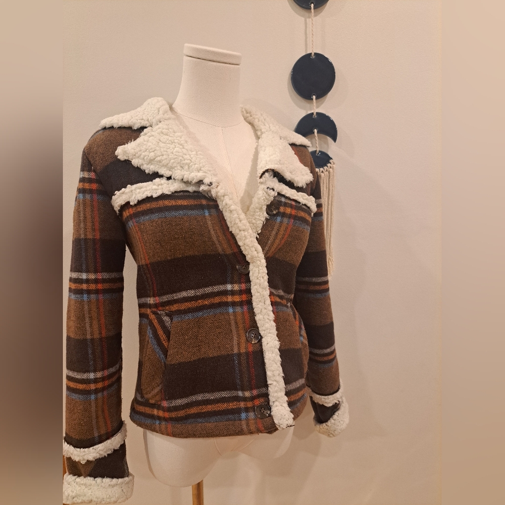 Plaid Sherpa-Lined Jacket